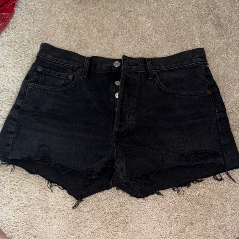 Black Agolde Parker Jean Shorts